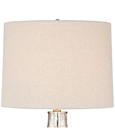 Waylon Modern Glam Luxury Table Lamp 28" Tall Dimpled Textured Mercury Glass Off-White Tapered Drum Shade Decor for Living Room Bedroom House Bedside