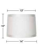 Off-White Fabric Medium Drum Lamp Shade 13" Top x 14" Bottom x 10" High (Spider) Replacement with Harp and Finial - Spring crest