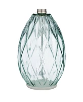 Rita Modern Coastal Small Accent Table Lamps 14 3/4" High Set of 2 Diamond Patterned Blue Green Glass Fabric Drum Shade Decor for Bedroom House Bedsid