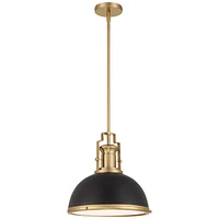 Possini Euro Design Posey Soft Gold Hanging Pendant Lighting 13" Wide Modern Black Dome Shade Fixture for Dining Room House Home Foyer Kitchen Entrywa