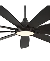 72" Tahoe Breeze Industrial Indoor Outdoor Ceiling Fan with Led Light Remote Control Matte Black Dark Walnut Wood Damp Rated for Patio Exterior House