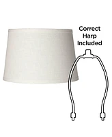 Set of 2 White Small Hardback Drum Lamp Shades 10" Top x 12" Bottom x 8" High (Spider) Replacement with Harp and Finial - Spring crest