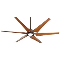 72" Power Hawk Modern Large Indoor Outdoor Ceiling Fan with Light Led Remote Control Oil Rubbed Bronze Painted Wood Damp Rated for Patio Exterior Roof