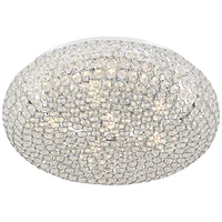 Vienna Full Spectrum Modern Close To Ceiling Light Flush Mount Fixture 15 1/2" Wide 6-Light Led Chrome Crystal Accent for Bedroom Hallway Living Room