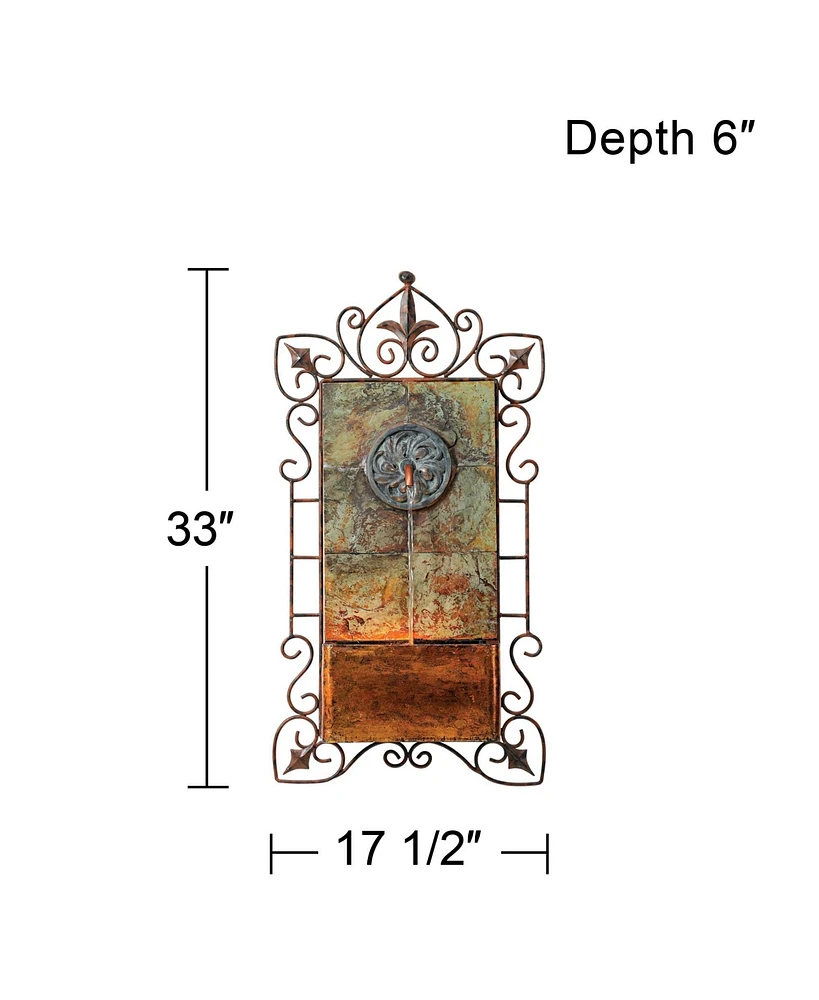 John Timberland Ibizi Rustic Medallion Outdoor Wall Fountain and Waterfalls 33" High with Led Light for Garden Patio Backyard Deck Home Lawn Porch Hou