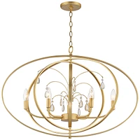 Possini Euro Design Tiller Gold Leaf Pendant Chandelier Lighting 32" Wide Modern Clear Crystal Accents 8