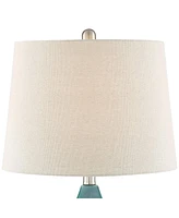 Kate Coastal Vase-Shaped Table Lamp 24.75" High Sea Foam Blue Green Ceramic Oatmeal Tapered Drum Shade for Living Room Bedroom Beach House Bedside Nig