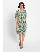 Olsen Women's Elbow Sleeve Leaf Print Dress