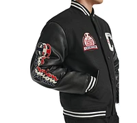 Champion Men's Logo-Patch Mixed-Media Varsity Jacket