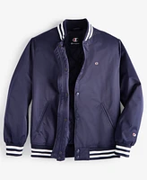 Champion Men's Classic Logo Striped-Trim Varsity Jacket