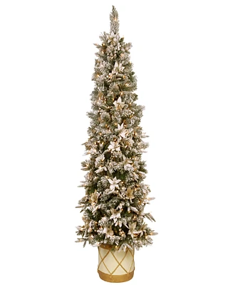 National Tree Company 6 ft. Pre-Lit Feel Real Artificial Frosted Colonial Fir Half Tree with 200 Clear Lights