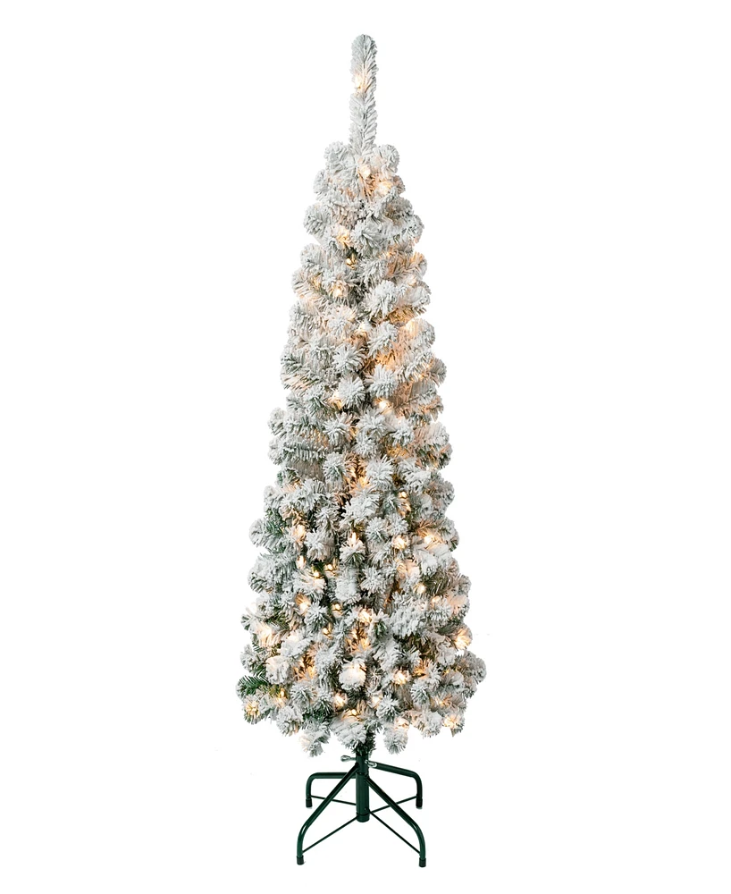 National Tree Company First Traditions Acacia Pencil Slim Flocked Tree 4.5 ft