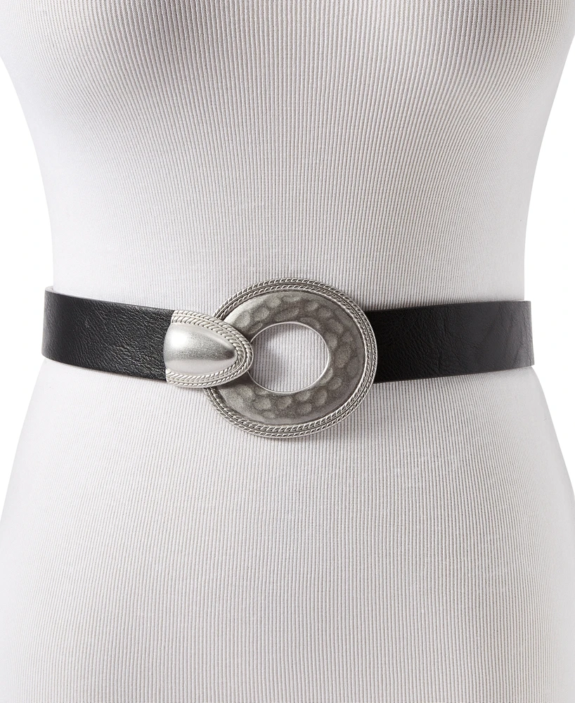 Style & Co Women's Large Hammered Ring Hook Stretch Belt, Created for Macy's