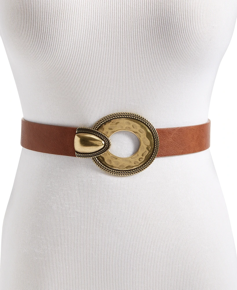 Style & Co Women's Large Hammered Ring Hook Stretch Belt, Created for Macy's