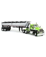 First Gear Dcp 1/64 Lime Green & Black Kenworth W990 Day Cab with Mac Half Round End Dump Trailer