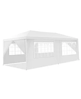 Slickblue 6 Sidewalls Outdoor Canopy Tent with Carry Bag-White