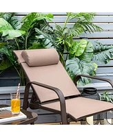 Sugift 3 Pieces Stackable Patio Bistro Conversation Set with Adjustable Backrest