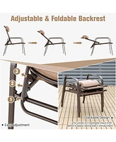 Sugift 3 Pieces Stackable Patio Bistro Conversation Set with Adjustable Backrest