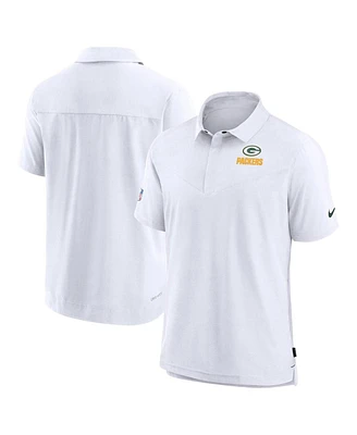 Nike Men's White Bay Packers Sideline Lockup Performance Polo