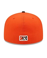 New Era Men's White/Black Peoria Chiefs Orange Barrels Theme Night 59FIFTY Fitted Hat