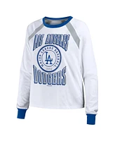 Wear by Erin Andrews Women's White Los Angeles Dodgers Raglan Long Sleeve T-Shirt