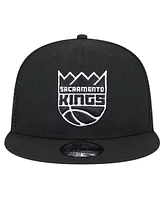 New Era Men's Black Sacramento Kings Evergreen 9FIFTY Trucker Snapback Hat