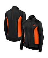 Fanatics Signature Women's Black Cincinnati Bengals Studio Fitted Full-Zip Gym Track Jacket