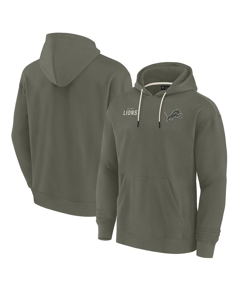 Fanatics Signature Men's and Women's Olive Detroit Lions Elements Super Soft Fleece Pullover Hoodie