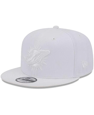 New Era Men's Miami Dolphins Main White on White 9FIFTY Snapback Hat