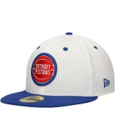 New Era Men's White/Blue Detroit Pistons Throwback 2Tone 59FIFTY Fitted Hat