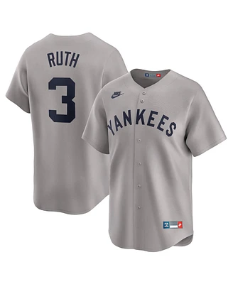 Nike Men's Babe Ruth Gray New York Yankees Throwback Cooperstown Collection Limited Jersey