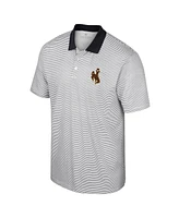 Colosseum Men's White/Maroon Montana Grizzlies Print Stripe Polo Shirt