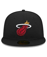 New Era Men's Black Miami Heat Rally Drive Side Patch 59FIFTY Fitted Hat