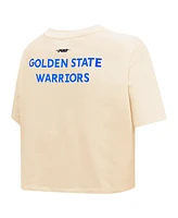 Pro Standard Women's Cream Golden State Warriors Retro Striper Sj Cropped Boxy T-Shirt