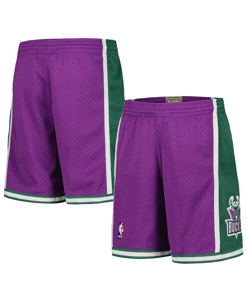 Mitchell & Ness Big Boys and Girls Purple Milwaukee Bucks Hardwood Classics Swingman Shorts