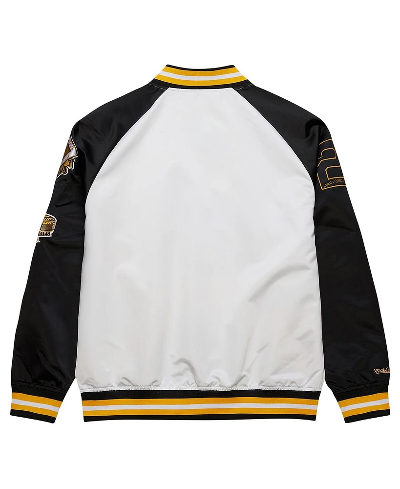 Mitchell & Ness Men's Roberto Clemente White/Black Pittsburgh Pirates Cooperstown Collection Legends Lightweight Satin Raglan Full-Snap Jacket