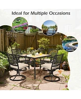 Slickblue 2 Pieces Patio 360° Swivel Dining Chairs with Rocker and Cushioned Armrest-Beige