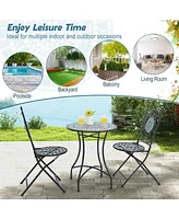 Slickblue Set of 2 Mosaic Chairs for Patio Metal Folding