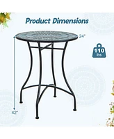 Slickblue 24 Inch Patio Bistro Table with Ceramic Tile Tabletop