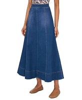 1.state Women's Seamed Denim Zip-Back Maxi Skirt