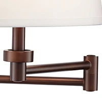 360 Lighting Vero Modern Swing Arm Wall Lamp with Usb Charging Port Oil Rubbed Bronze Plug-In Light Fixture Cream Drum Shade for Bedroom Bedside House