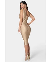 Bebe Women's Foiled Bandage Metallic Dress