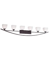 Franklin Iron Works Jenisen Arch Industrial Modern Wall Light Bronze Hardwired 62.75" 6-Light Fixture White Glass Shade for Bedroom Bedside Bathroom V