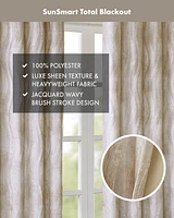 SunSmart Victorio Jacquard Total Blackout Curtain Panel for bedroom, Silver grommet top fit up to 1.25 inches rod Single Living Room