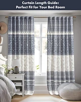 Mila Cotton Curtain Panel with Chenille Detail and Lining, 50"W x 84"L