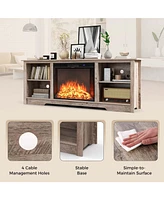 Costway 70" Tv Stand with 26" Electric Fireplace Insert Remote Control for 75" Tv