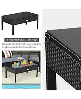 Costway 8PCS Patio Rattan Furniture Set Garden Deck