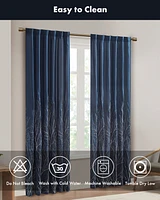 Madison Park Andora Botanical Embroidered Curtain Panel, 50"W x 95"L