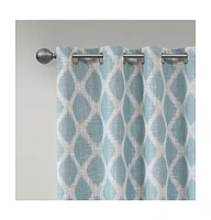 SunSmart Blakesly Ikat blackout curtains for bedroom, Silver grommet top fit up to 1.25 inches rod Single Curtain Panel for Living Room