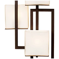 Lighting on the Square Modern Table Lamp 24" High Roman Bronze Brown Geometric Metal Opal White Glass Shade for Bedroom Living Room House Home Bedside